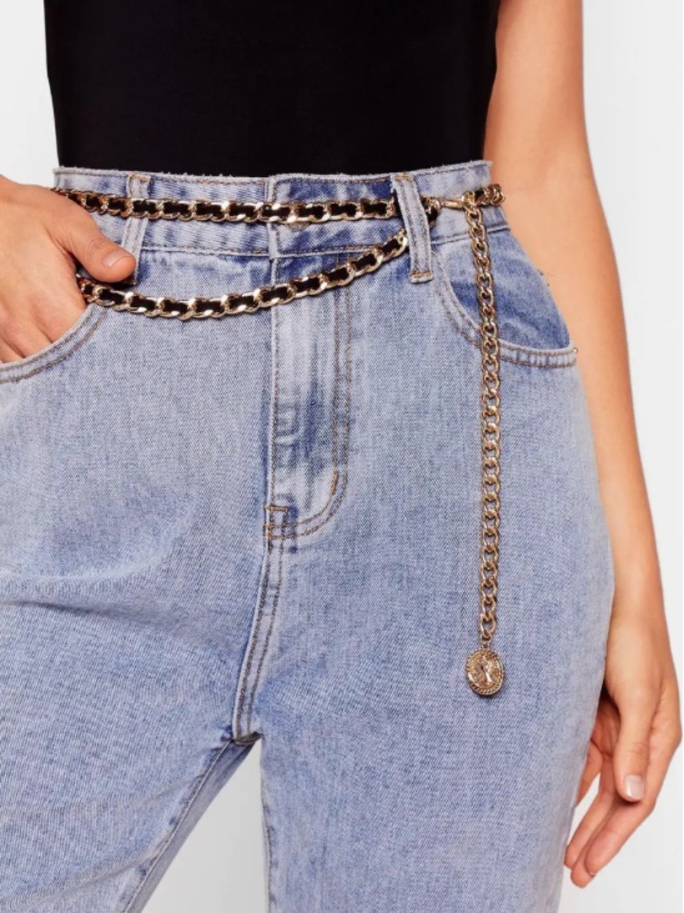 Waist Belt Gold Chain with Medallion